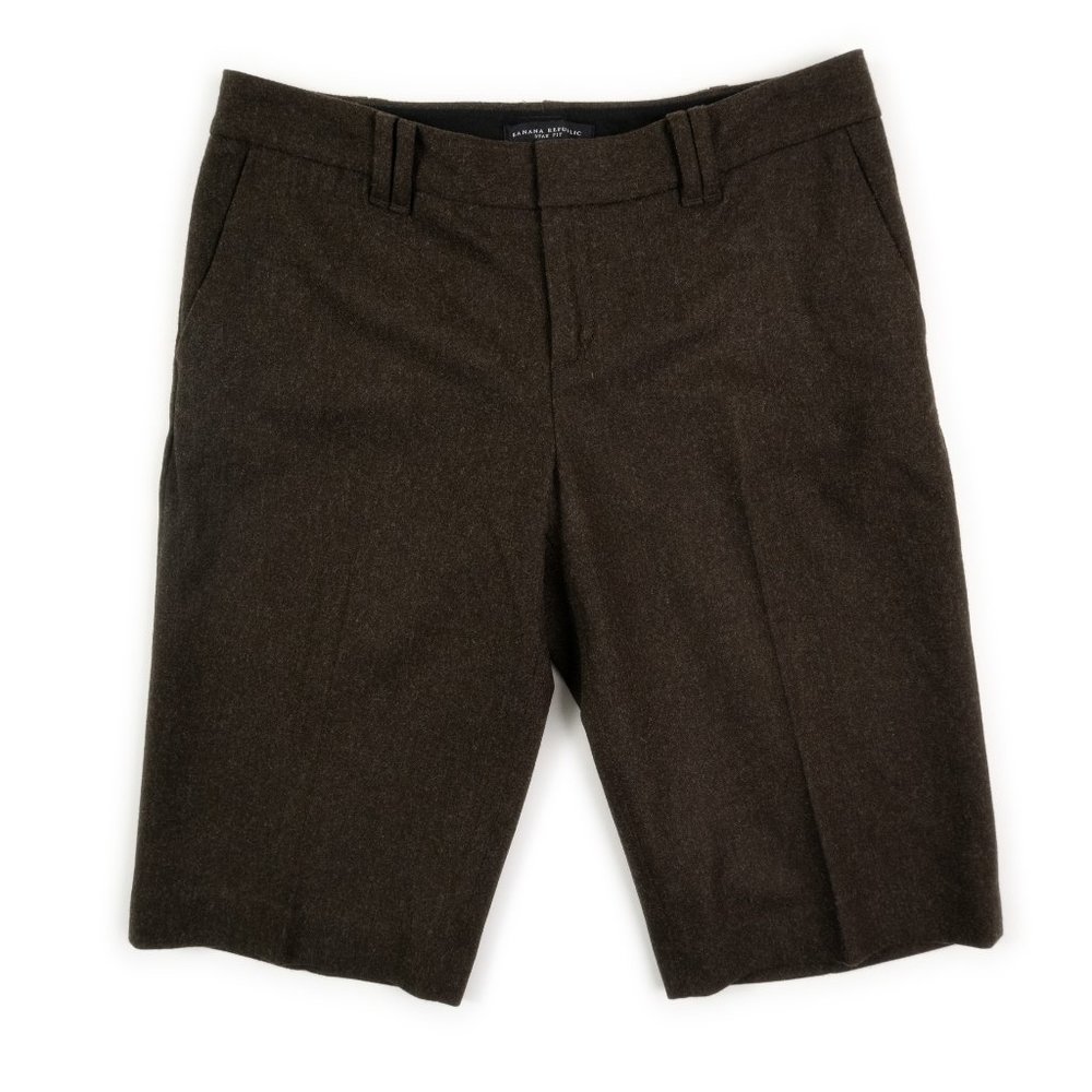 Banana Republic Petite brown Ryan Fit long leg tailored wool shorts size 10 P